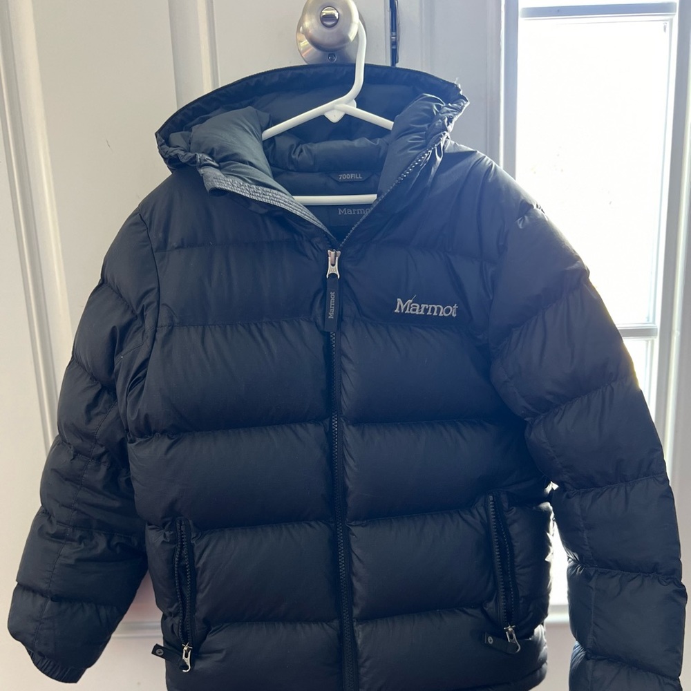 Boys black Marmot winter jacket